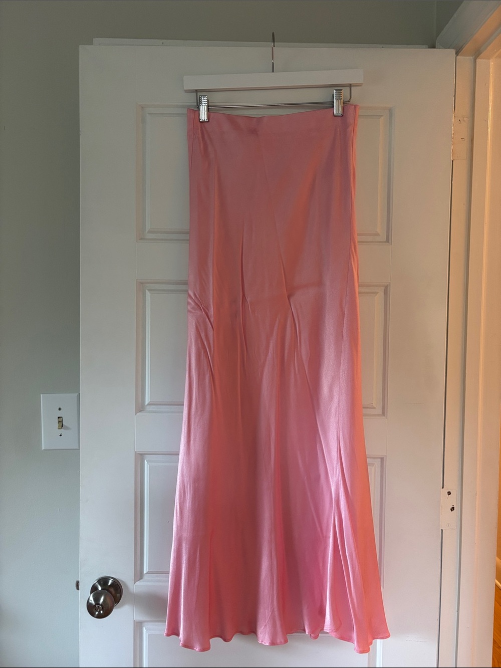 GREY LAB Coral Pink Satin Maxi Skirt